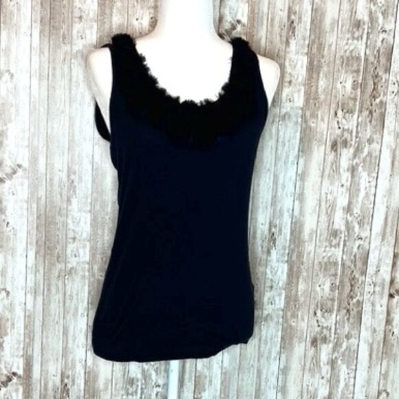 Tommy Hilfiger Navy Blue Tank Shirt with Fabric Rosettes size Large - Picture 1 of 5